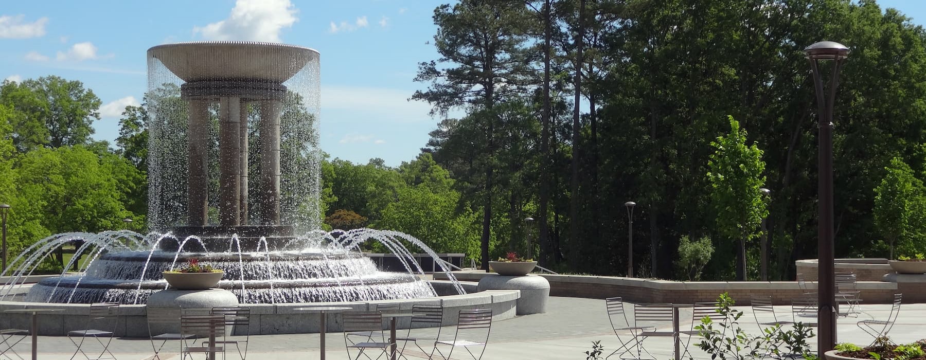 fountains and nearby landscaping